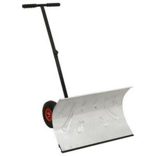 Manual Snow Shovel w/ Wheel Garden Lawn Plough Blade Thrower Removal Adjustable