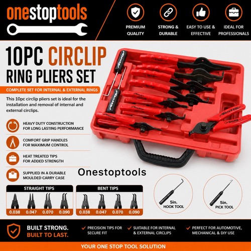 10pc circlip snap ring - 10pc, pliers