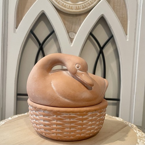 Terra cotta clay swan duck - clay, or