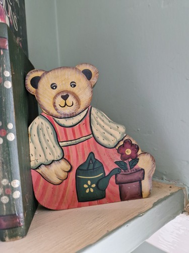 Wooden hand painted teddy bear - hand,