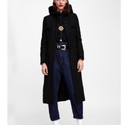 Zara black tweed military - military, coat