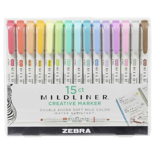 Zebra mildliner asst pack - asst'd, 15