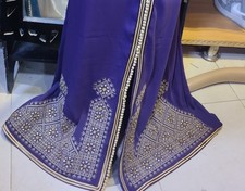 Moroccan Traditional Kaftan Dress (Purple with Gold Embroidery)