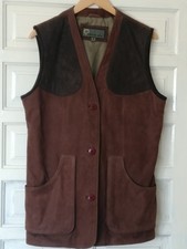Mens M 38 Chest Hide Park Brown Leather gilet Shooting Country Sports Very Good 