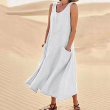 Women Sleeveless Solid Dress