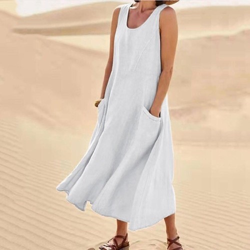 Women sleeveless solid dress - solid,