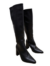 Schuh Long Black Leather Boots New Crafted from high-quality leather Free UK P&P