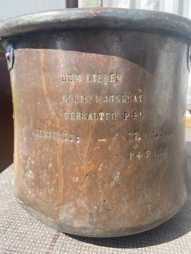 Antique copper couldron - couldron, with