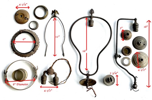 Antique vintage lamp parts - parts, lot