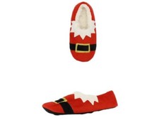 Mens Christmas Novelty Slippers Santa Claus Soft Fleece Padded Cosy Slip On Mule