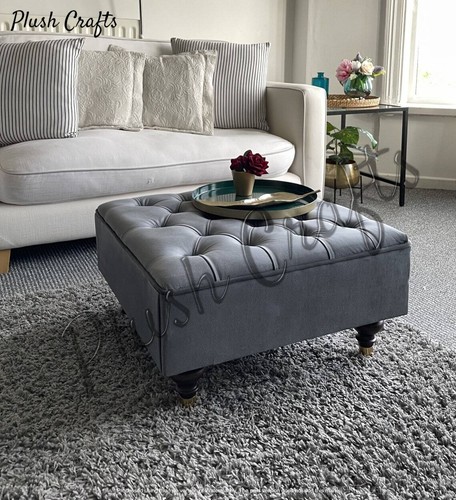 Grey square footstool - grey, footstool/coffee