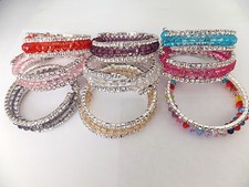 3 Or 4 Row Diamante Beads Spiral/Coil Stretchable Upper Arm  Bracelet/Bangle