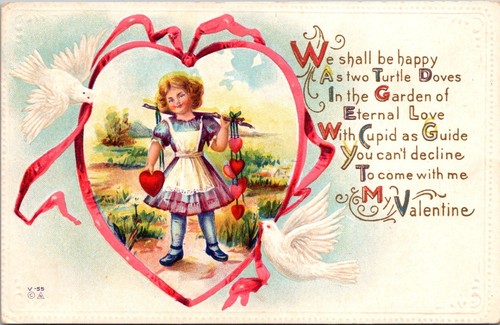 Vintage valentine postcard - postcard, we