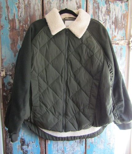 Hush khaki green quilted wool - quilted,