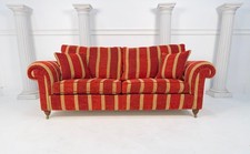 Duresta 3 Seater Red Gold Stripe Scroll Sofa - RRP £4,650