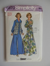Vintage 1970s Simplicity 5970 Sewing Pattern 14.5 Bust 37 - Wide Leg Jumpsuit