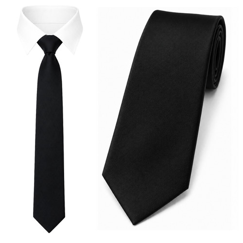 Plain black tie mens security - tie,