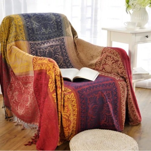 Boho sofa throw chenille - sofa,