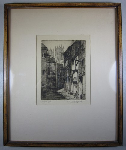 Antique etching c1940s - antique,