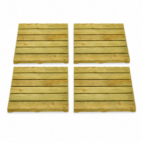 Wooden garden deck tiles - 4x,