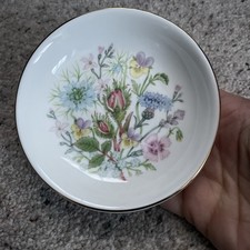 Aynsley Wild TUDOR Trinket Dish Fine Bone China Vintage Floral Design Gold Rim