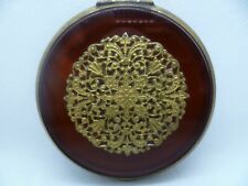 Vintage Amber Coloured Glass Powder Compact 