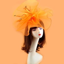 Hat Fascinator Cilp Party Wedding Royal Ascot Race LARGE Feather Flower Hair New