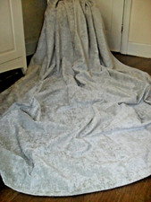 HUGE SINGLE DOOR CURTAIN SILVER HEAVY COTTON CHENILLE & THERMAL LINED 66" x 84"