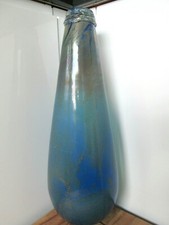 GIANT!! CHARLIE MEAKER British Studio/Art Glass Vase # 1 ISLE of WIGHT Interest 