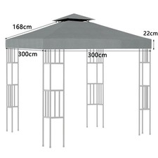 Grey 3x3m Gazebo Replacement Canopy Cover Top,Double Tiered Roof Replacement,