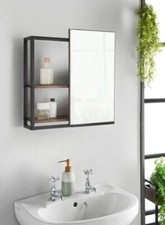 Sliding Wall Mounted Mirror Cabinet with Storage Shelf Bathroom Cupboard Rustic 