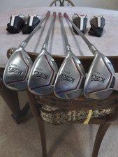 KZG H370 Hybrids. Matched set: 22°, 26°, 30°, 34°. Novatech i800 R Flex shafts.
