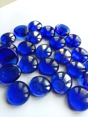 Blue glass pebbles nuggets - glass,