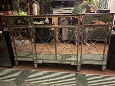 Glass Sideboards with Gold Handles Living Room Furniture Storage Cabinet W/ Door