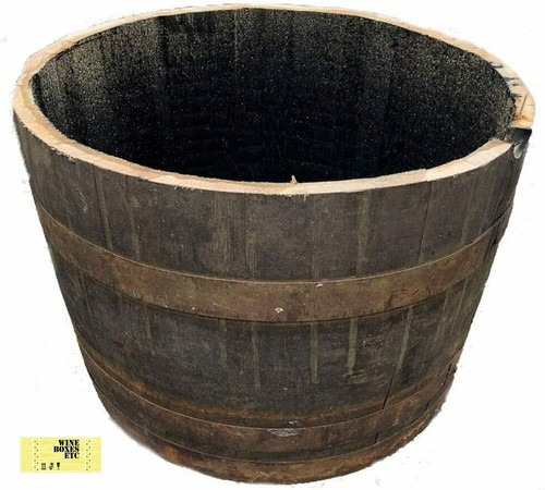 Large oak half whisky barrel - large,