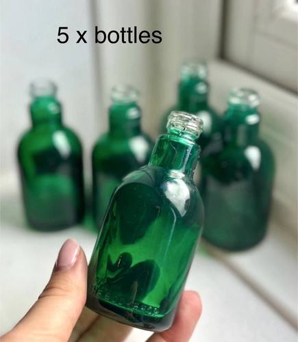 Mini green glass bottles - , jars