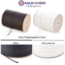2MM THIN POLYPROPYLENE ROPE BRAIDED POLY CORD STRONG STRING IN BLACK & WHITE