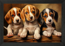Three Beagle Puppies Framed