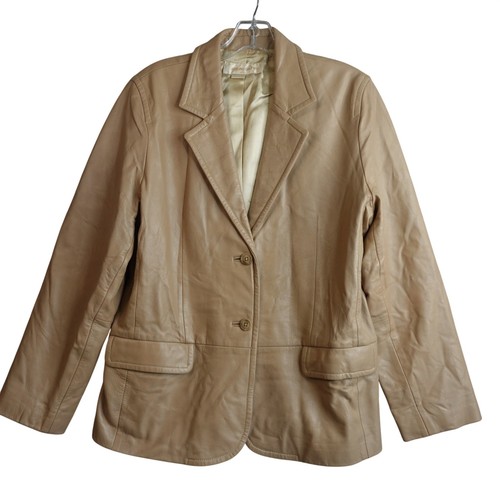 Vintage 90s tan leather - vintage, blazer