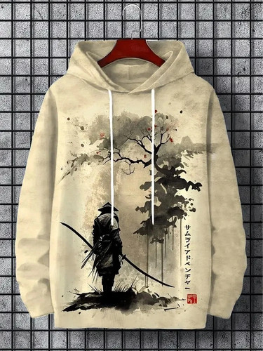 Men print anime hoodie - men's,