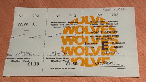 Ticket 1975 wolves v - ticket,