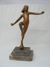 ART DECO DOMINIQUE ALONZO EGYPTIAN REVIVAL BRONZED DANCING FIGURE SCULPTURE