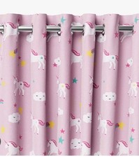 Girls Curtains, Blackout, 117cm- 137cm New In Pack, Unicorn, Metallic,