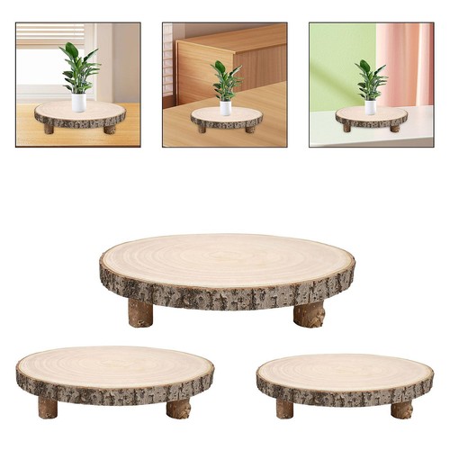 Wood slice stand plant table - stand,