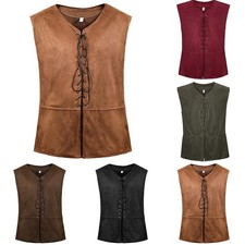 Retro Style Lace up Waistcoat for Men's Medieval Steampunk Gothic Wardrobe