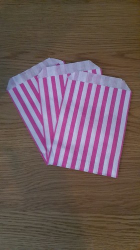 Pink stripe paper bags - 25,