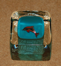 Caithness Paper Weight Clear & Aqua Square Dolphin Inspirations Mark E5908
