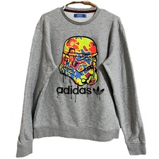 ADIDAS STAR WARS STORMTROOPER PAINT DRIP GREY PULLOVER SWEATSHIRT Size Medium