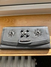 Graffiti grey leather purse with interior zip and card holder