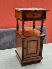 Antique/Vintage French Red Marble Topped Bedside Cabinet - Free Shipping